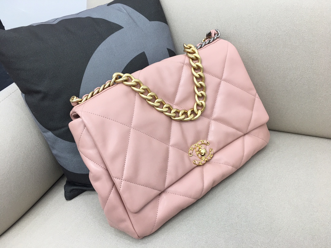 Lambskin 19 Maxi Handbag Flap Bag AS1162 Pink